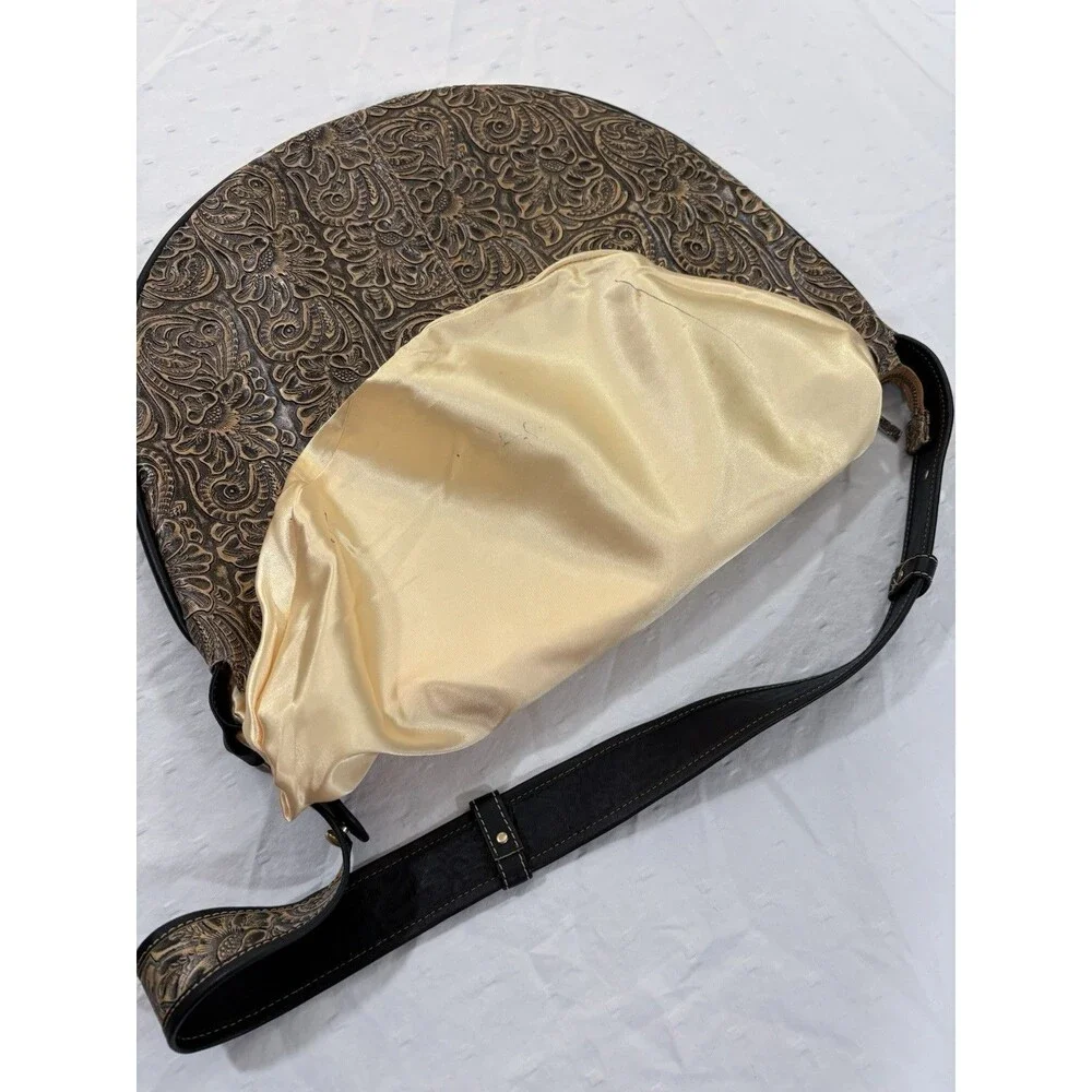 Vintage Maxximum Western Floral Embossed Half Moon Shoulder Bag Y2K